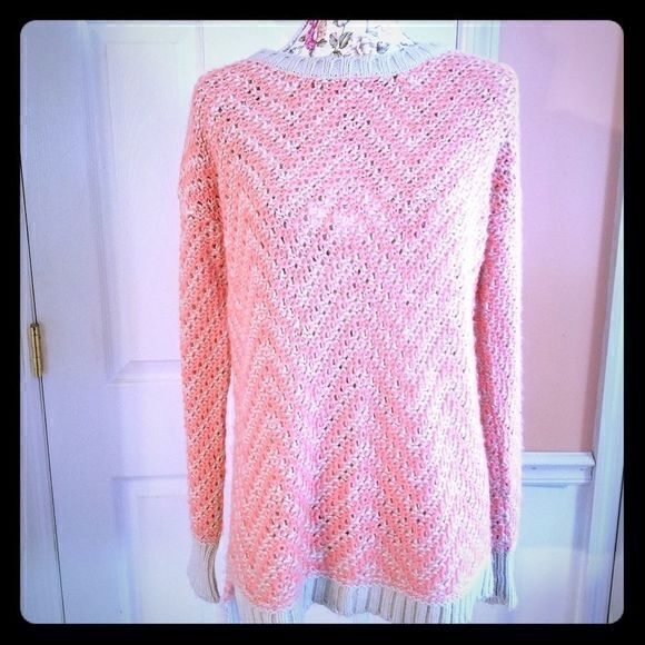3 for $18 Aeropostale Salmon and Tan High Low Long Sweater M - Picture 1 of 5